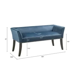 Outlet Kirklands Home Antique Sapphire Low Back Upholstered Bench Blue