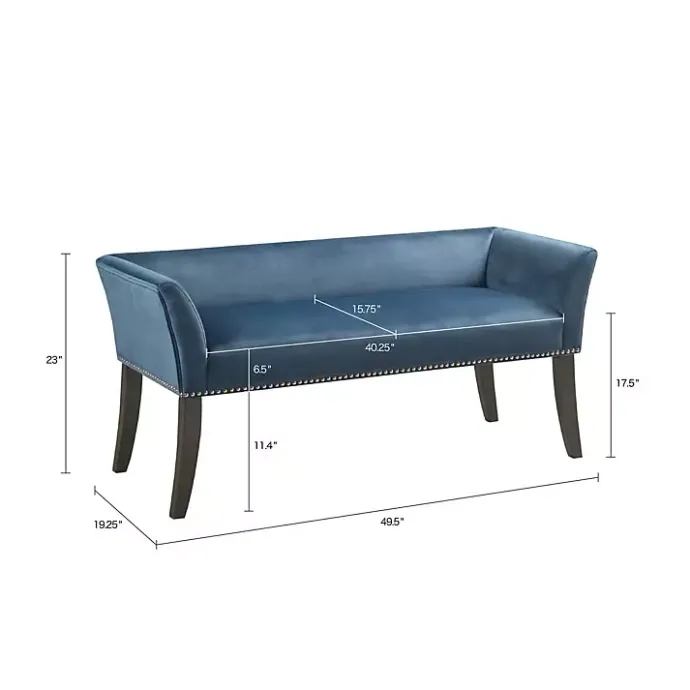 Outlet Kirklands Home Antique Sapphire Low Back Upholstered Bench Blue