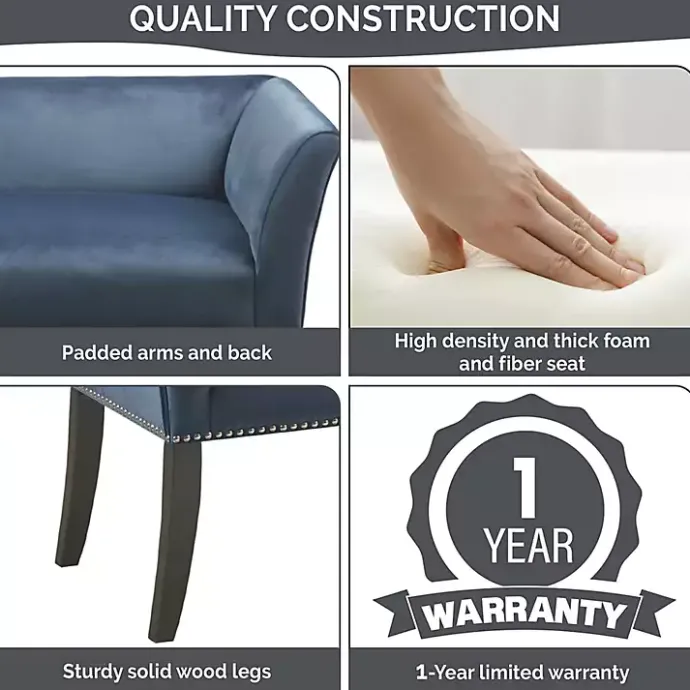 Outlet Kirklands Home Antique Sapphire Low Back Upholstered Bench Blue