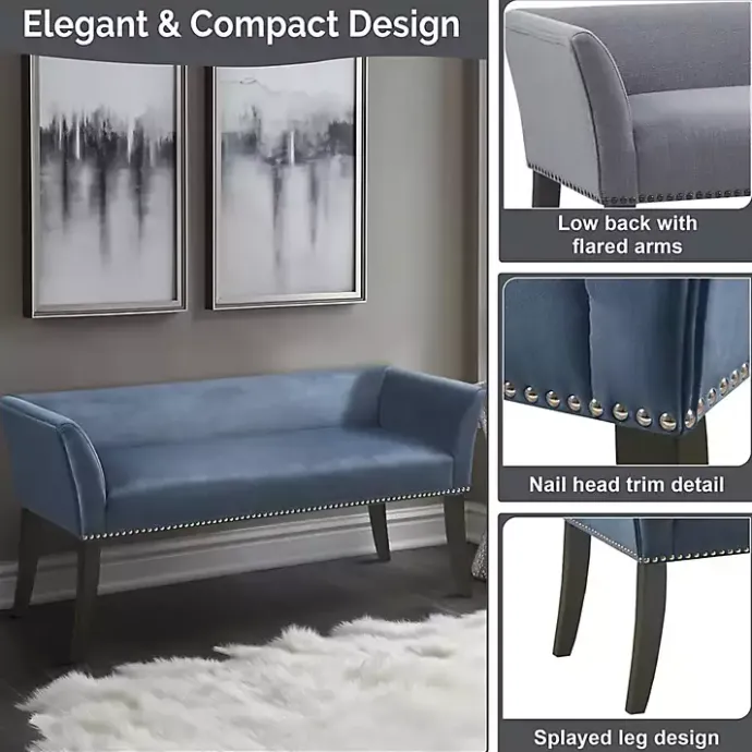 Outlet Kirklands Home Antique Sapphire Low Back Upholstered Bench Blue