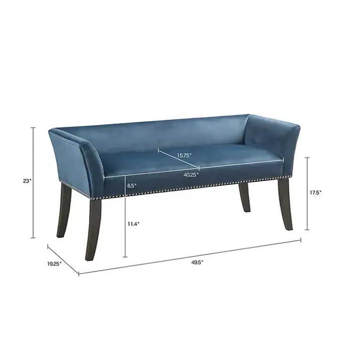 Outlet Kirklands Home Antique Sapphire Low Back Upholstered Bench Blue