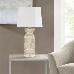 Kirklands Home Antique Textured Glass Luxuria Table Lamp Silver