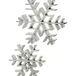 Online Kirklands Home Antique Wooden Snowflakes, Set of 2 Silver
