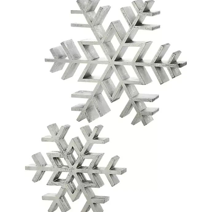 Online Kirklands Home Antique Wooden Snowflakes, Set of 2 Silver