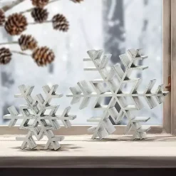 Online Kirklands Home Antique Wooden Snowflakes, Set of 2 Silver