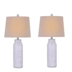 Clearance Kirklands Home Antique White Deco Diamond Table Lamps, Set of 2 Tan