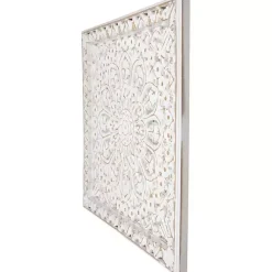 New Kirklands Home Antique Floral Mandala Square Wall Plaque White
