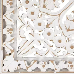 New Kirklands Home Antique Floral Mandala Square Wall Plaque White