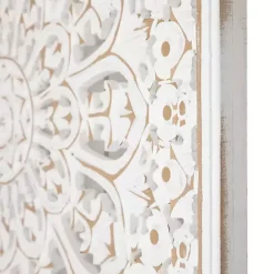 New Kirklands Home Antique Floral Mandala Square Wall Plaque White