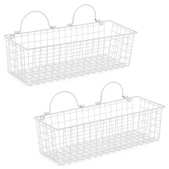 Discount Kirklands Home Antique White 2-pc. Long Wire Basket Set, 17 in.