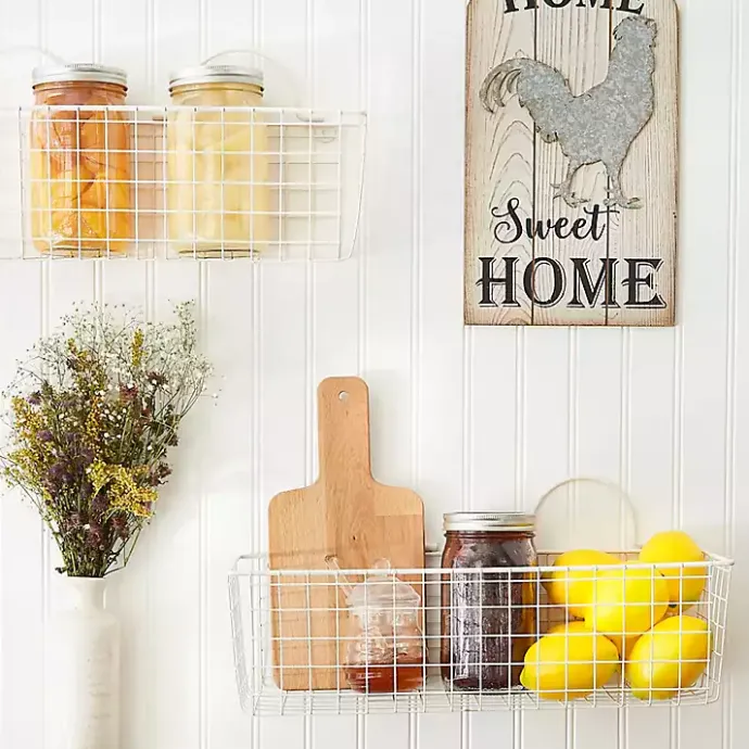 Discount Kirklands Home Antique White 2-pc. Long Wire Basket Set, 17 in.