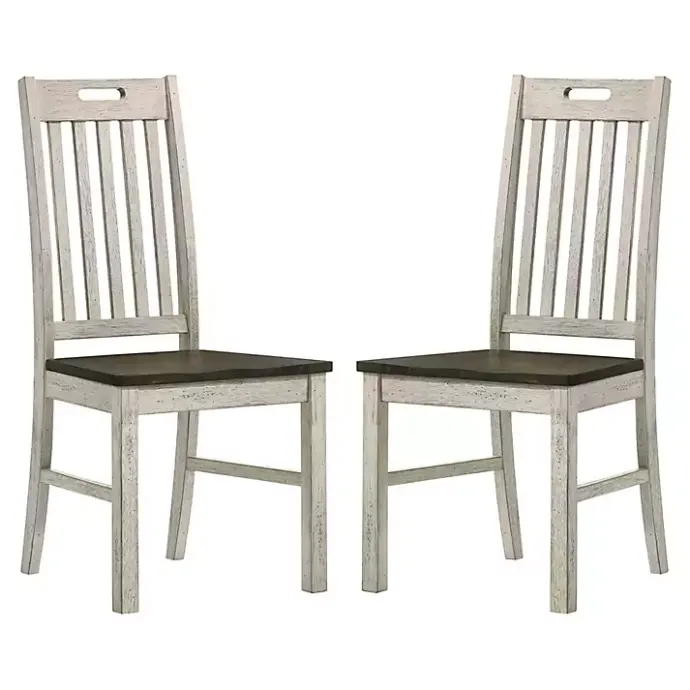 Sale Kirklands Home Antique Slatted Back Dining Chairs, Set of 2 White