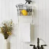 Clearance Kirklands Home Antique White Wire Basket Towel Rack