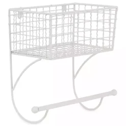 Clearance Kirklands Home Antique White Wire Basket Towel Rack