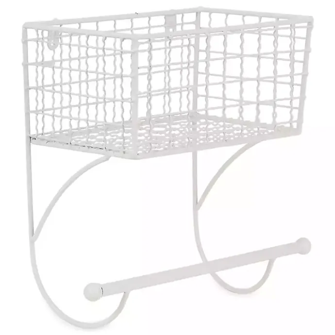 Clearance Kirklands Home Antique White Wire Basket Towel Rack