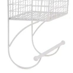 Clearance Kirklands Home Antique White Wire Basket Towel Rack