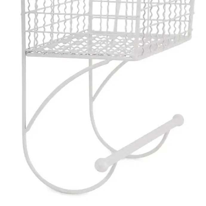 Clearance Kirklands Home Antique White Wire Basket Towel Rack
