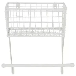 Clearance Kirklands Home Antique White Wire Basket Towel Rack