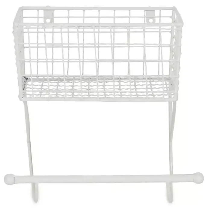Clearance Kirklands Home Antique White Wire Basket Towel Rack