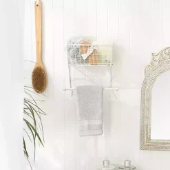 Clearance Kirklands Home Antique White Wire Basket Towel Rack