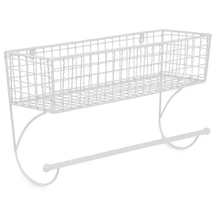 Best Kirklands Home Antique White Wire Basket Towel Rack, 17 in.