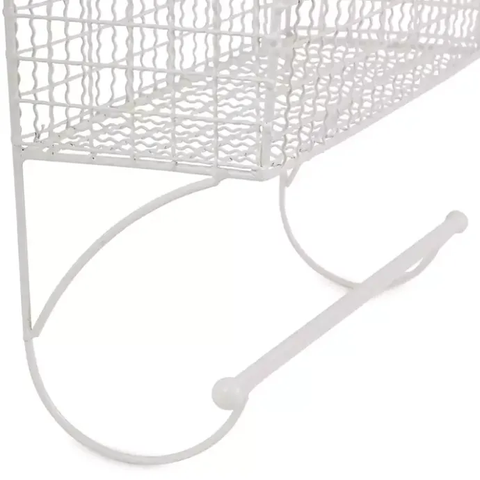 Best Kirklands Home Antique White Wire Basket Towel Rack, 17 in.