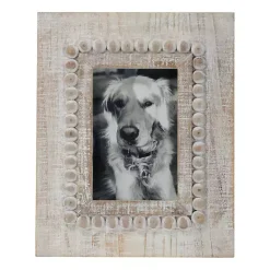 Online Kirklands Home Antique White Wood Beaded Picture Frame, 4x6