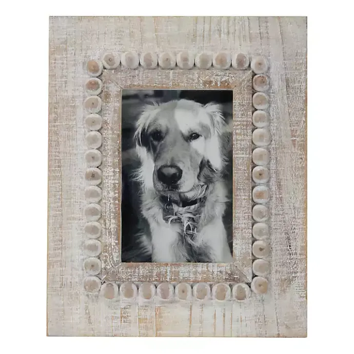 Online Kirklands Home Antique White Wood Beaded Picture Frame, 4x6