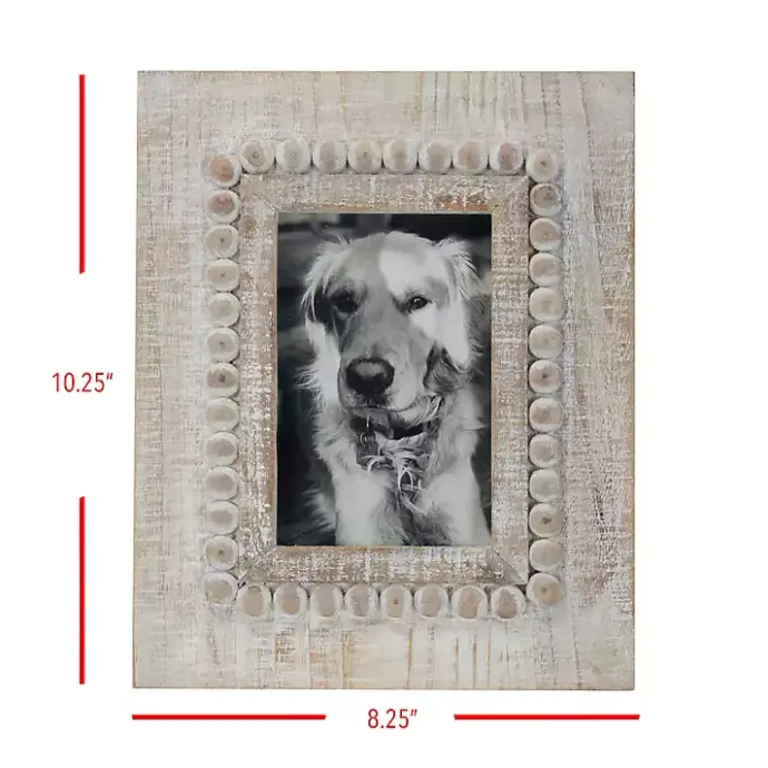 Online Kirklands Home Antique White Wood Beaded Picture Frame, 4x6