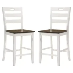 Best Kirklands Home Antique Wood Counter Stools, Set of 2 White