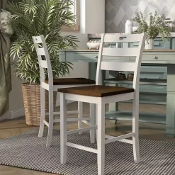 Best Kirklands Home Antique Wood Counter Stools, Set of 2 White