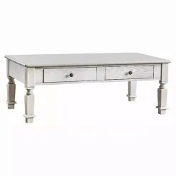 Clearance Kirklands Home Antique Wood 4-Drawer Heather Coffee Table White