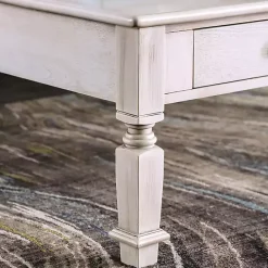 Clearance Kirklands Home Antique Wood 4-Drawer Heather Coffee Table White