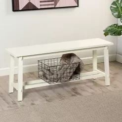 Clearance Kirklands Home Antique Wood Noah Bench White