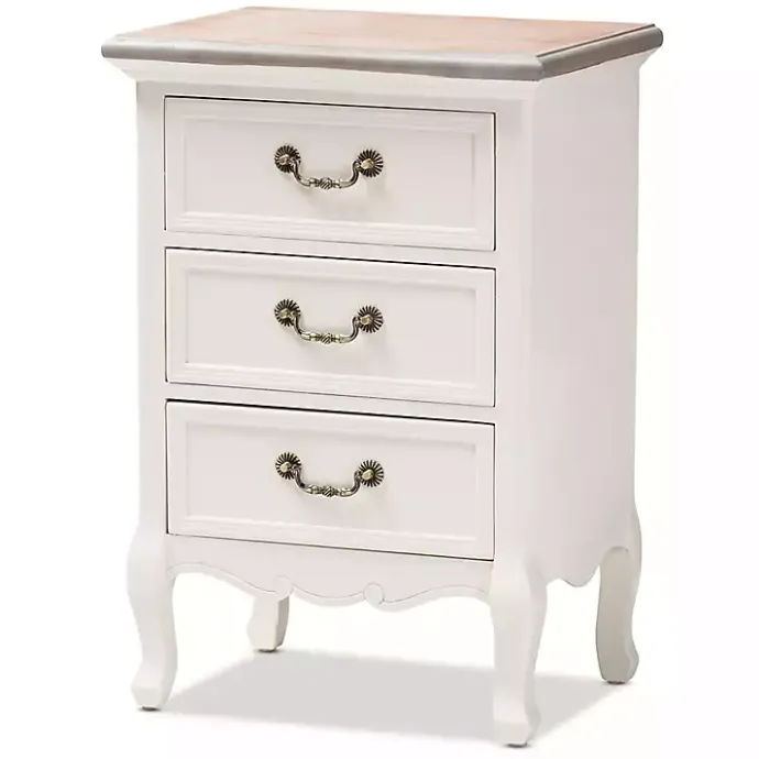 Sale Kirklands Home Antique Wooden 3-Drawer Nightstand White