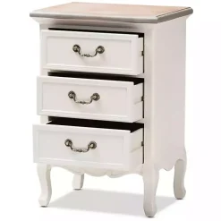 Sale Kirklands Home Antique Wooden 3-Drawer Nightstand White