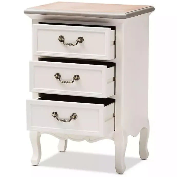 Sale Kirklands Home Antique Wooden 3-Drawer Nightstand White