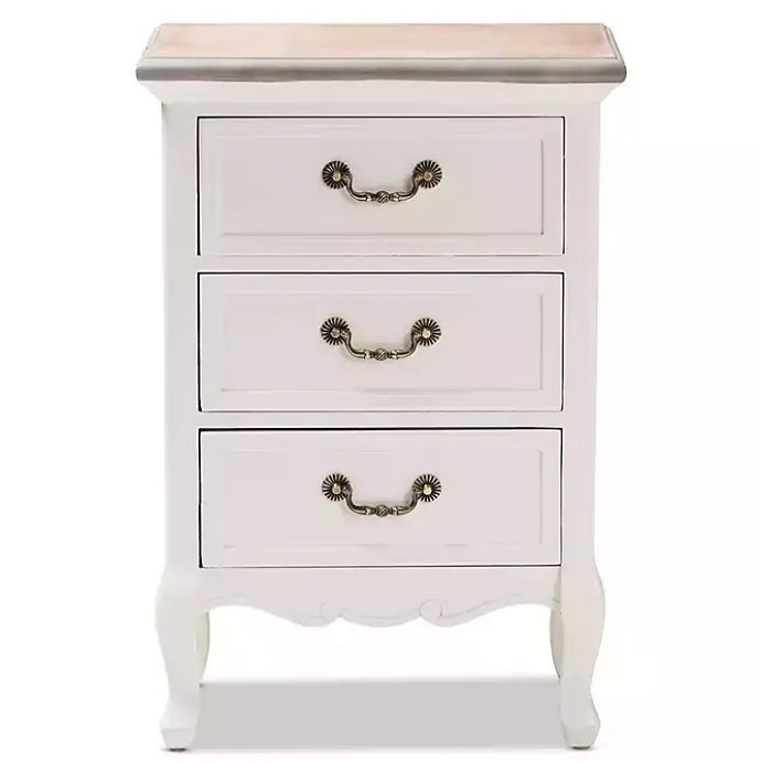 Sale Kirklands Home Antique Wooden 3-Drawer Nightstand White