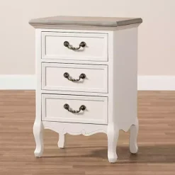 Sale Kirklands Home Antique Wooden 3-Drawer Nightstand White