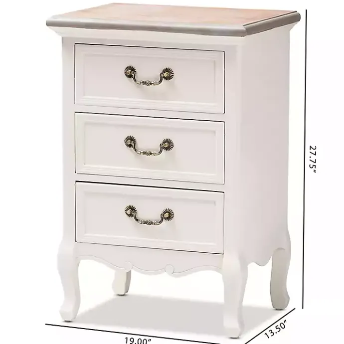 Sale Kirklands Home Antique Wooden 3-Drawer Nightstand White