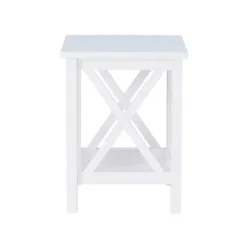 Best Kirklands Home Antique White X Side Frame Accent Table