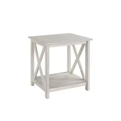 Sale Kirklands Home Antique washed Wood Square Side Table White