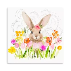 New Kirklands Home April Flowers and Happy Bunny Canvas Art Print