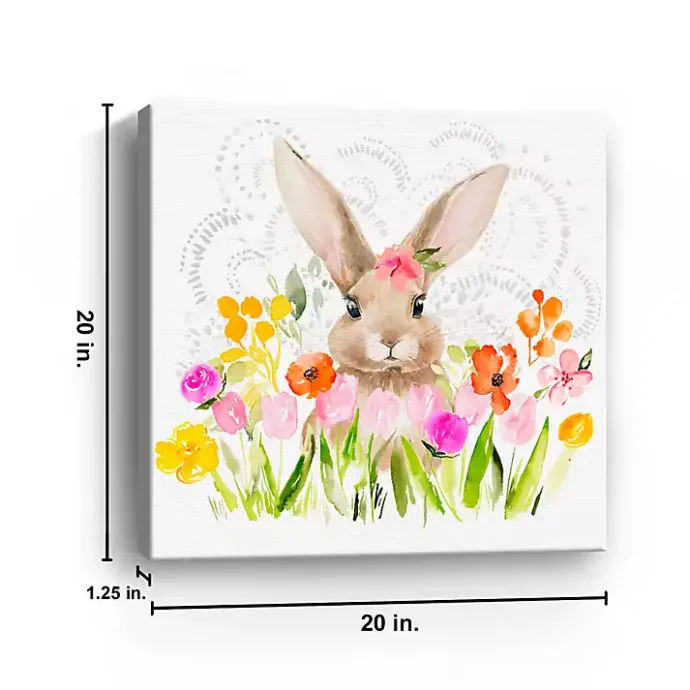 New Kirklands Home April Flowers and Happy Bunny Canvas Art Print