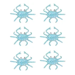 Sale Kirklands Home Aqua Beaded Crab Napkin Rings, Set of 6 Blue