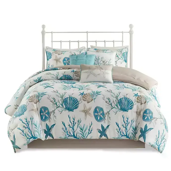 Best Kirklands Home Aqua Coastal 7-pc. Queen Comforter Set