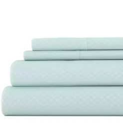 Clearance Kirklands Home Aqua Embossed Checkered 3-pc. Twin Sheet Set Blue