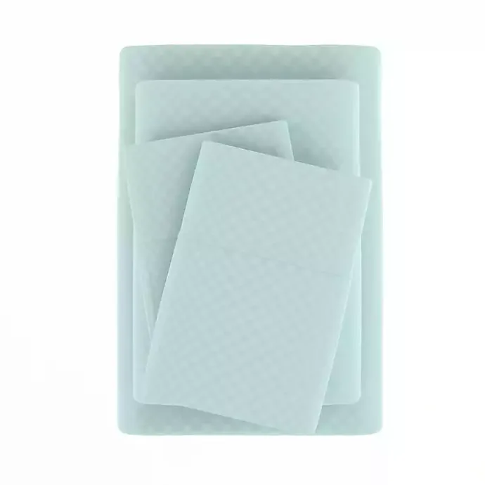 Clearance Kirklands Home Aqua Embossed Checkered 3-pc. Twin Sheet Set Blue