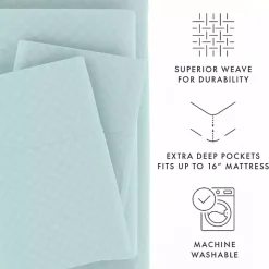 Clearance Kirklands Home Aqua Embossed Checkered 3-pc. Twin Sheet Set Blue