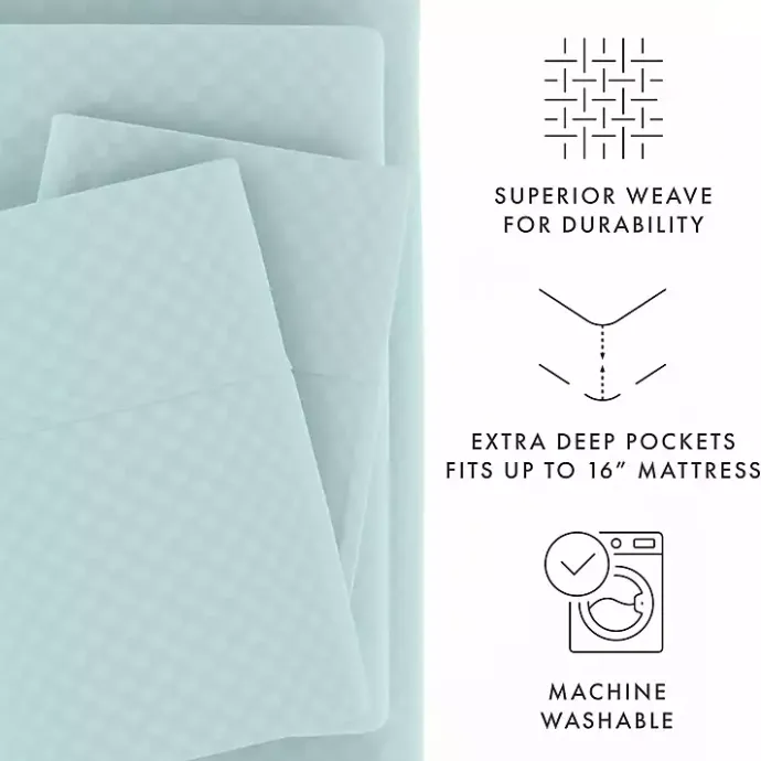 Clearance Kirklands Home Aqua Embossed Checkered 3-pc. Twin Sheet Set Blue